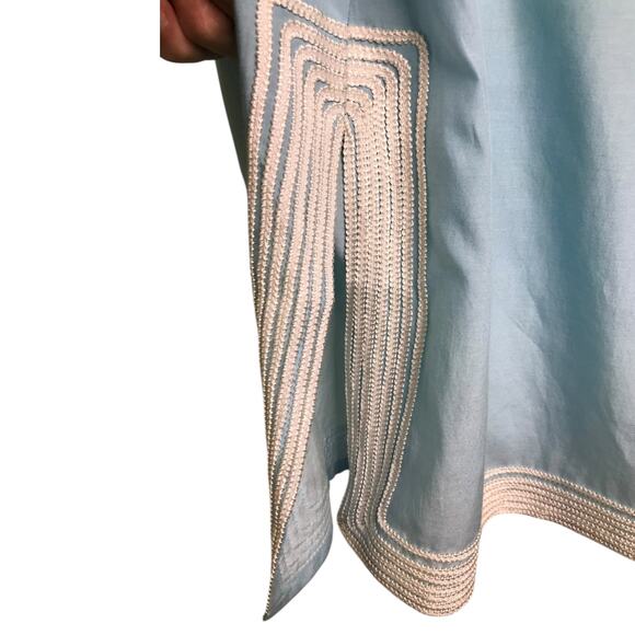J.McLaughlin Tunic Top Womens Size 6 Blue V-Neck Embroidered Beach Coastal - Picture 7 of 10